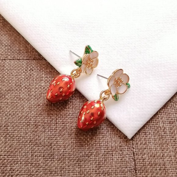 Kate Spade Red and Gold Strawberry Earrings - Picture 4 of 4